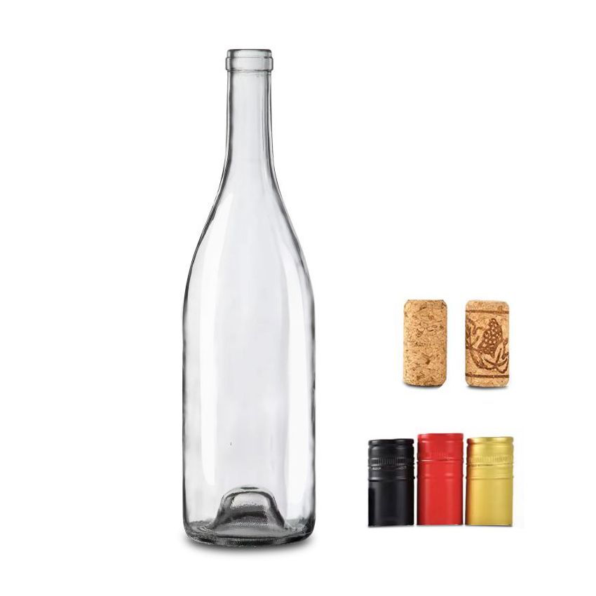 زجاجة خمرية شفافة ذات فلين شفاف